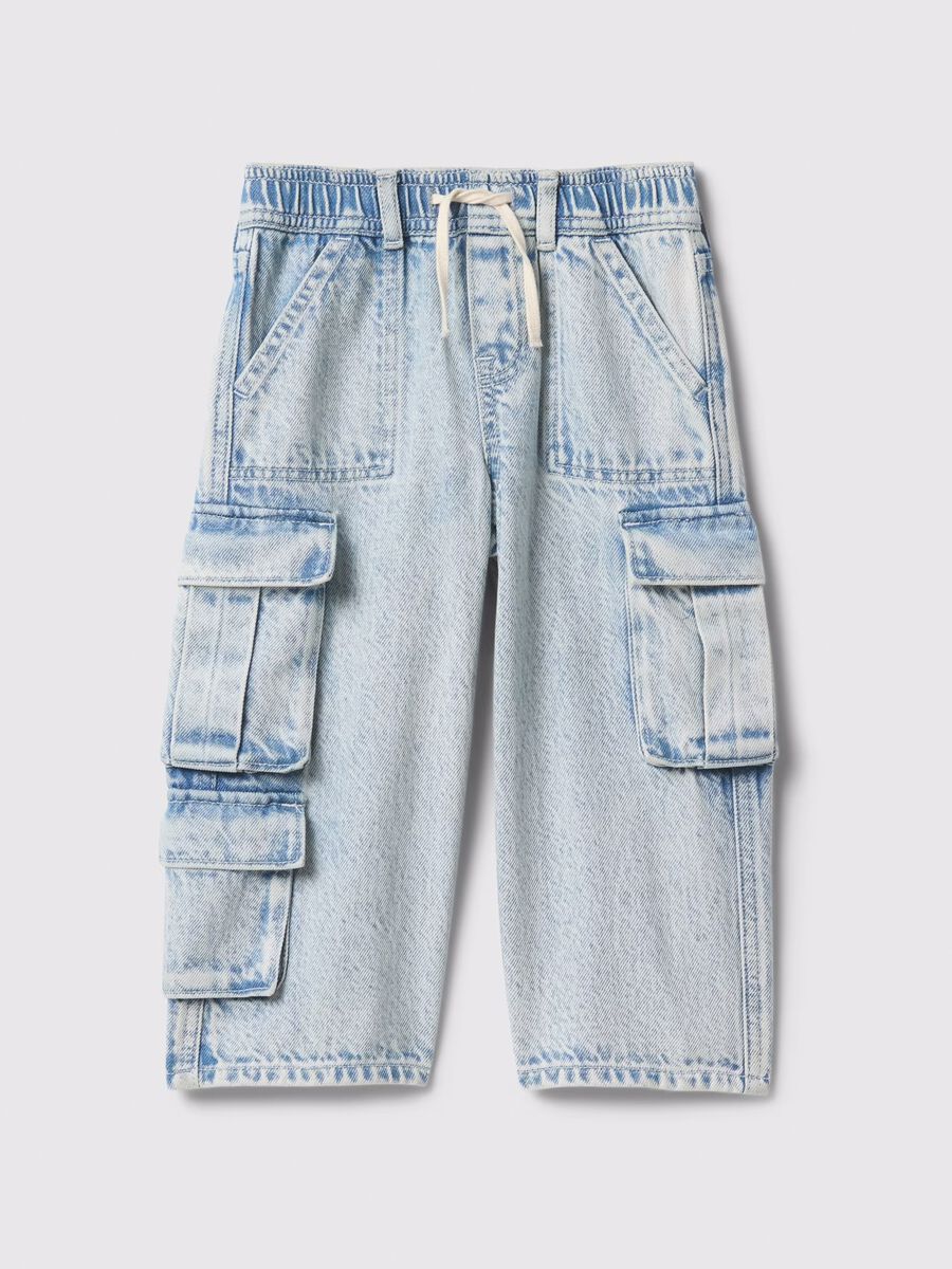 Joggers denim cargo con coulisse_0