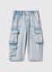 Cargo joggers in denim with drawstring_0