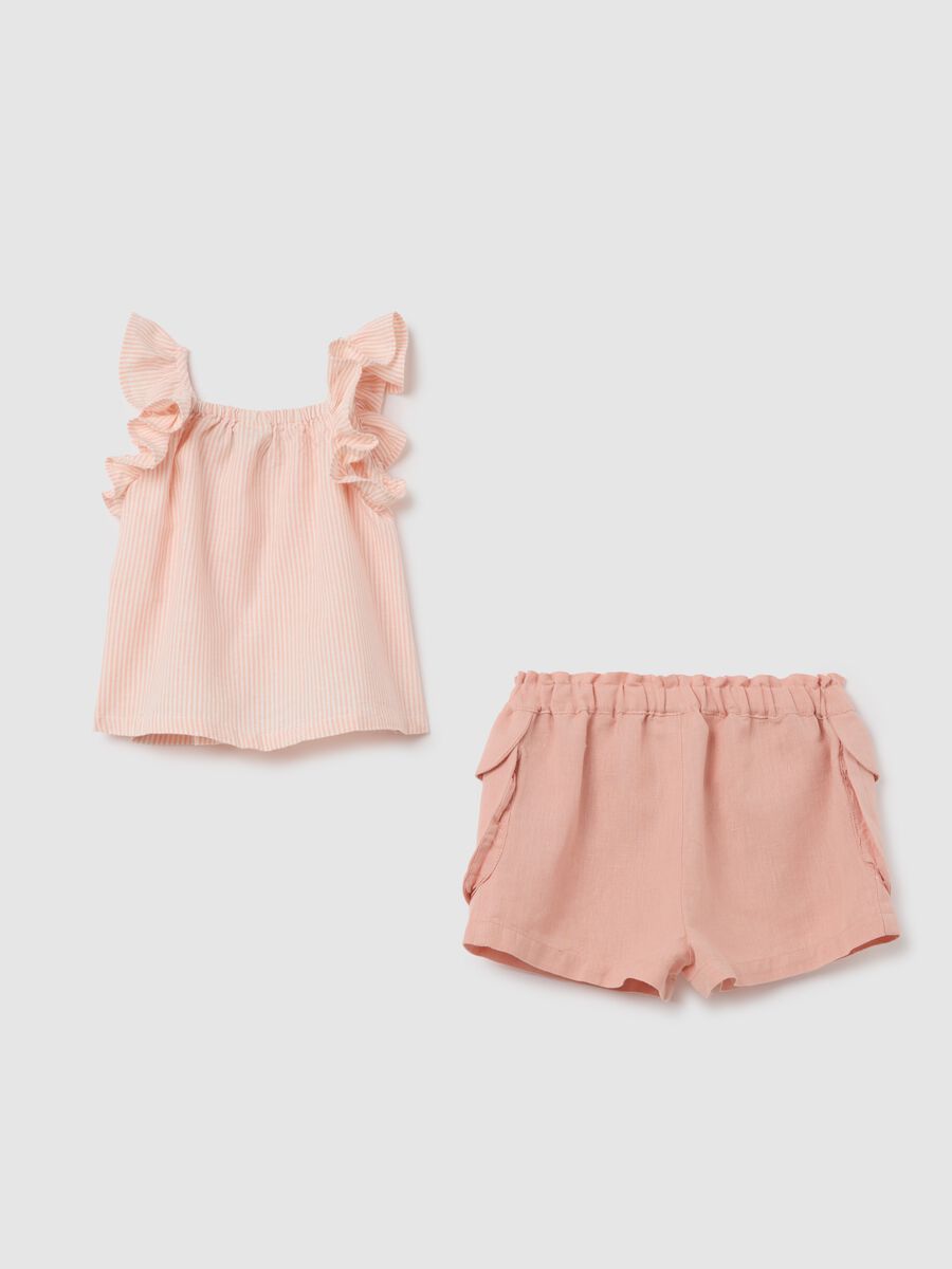 Pink set with ruffled top and shorts Fagottino_1