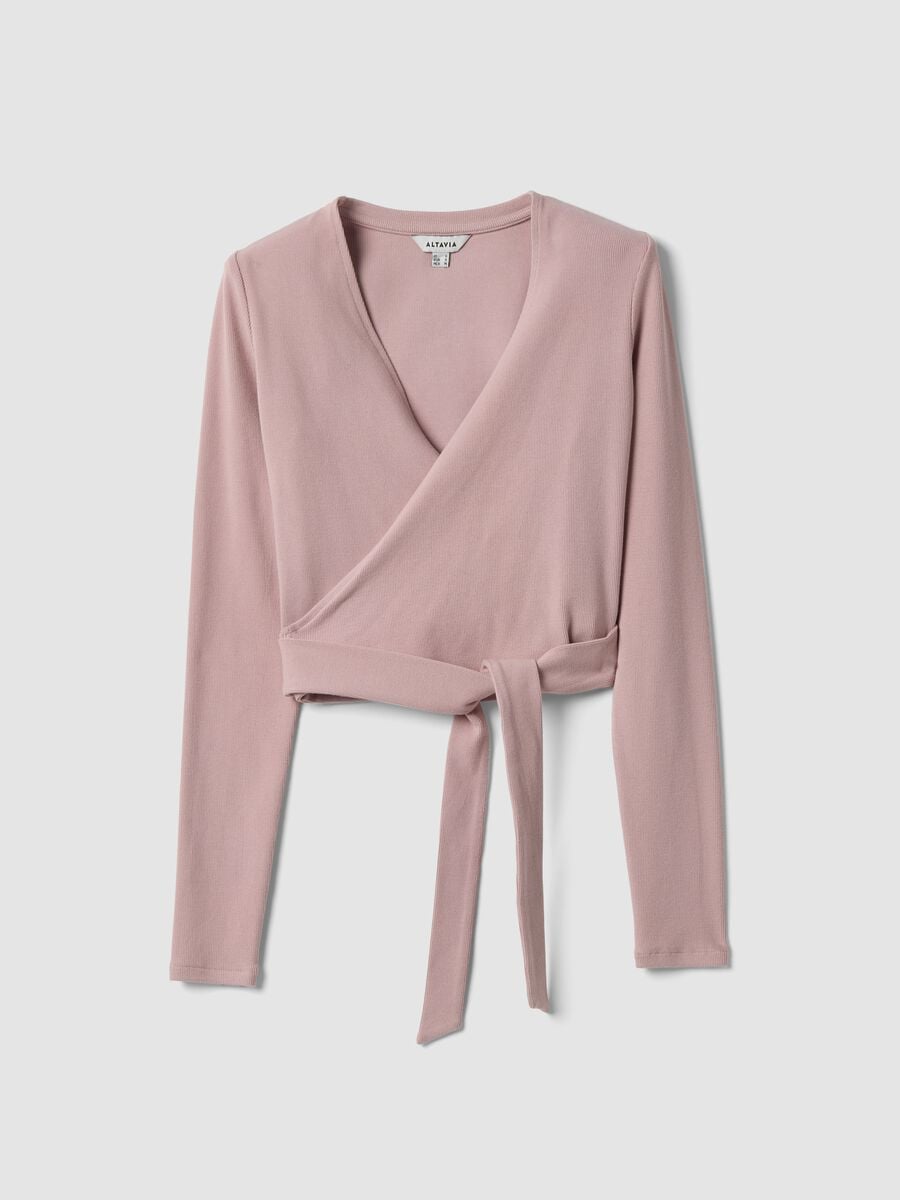 Cardigan rosa in cotone elasticizzato con Scollo profondo a V_5