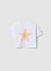 Girls' white stretch cotton boxy fit t-shirt with star_0