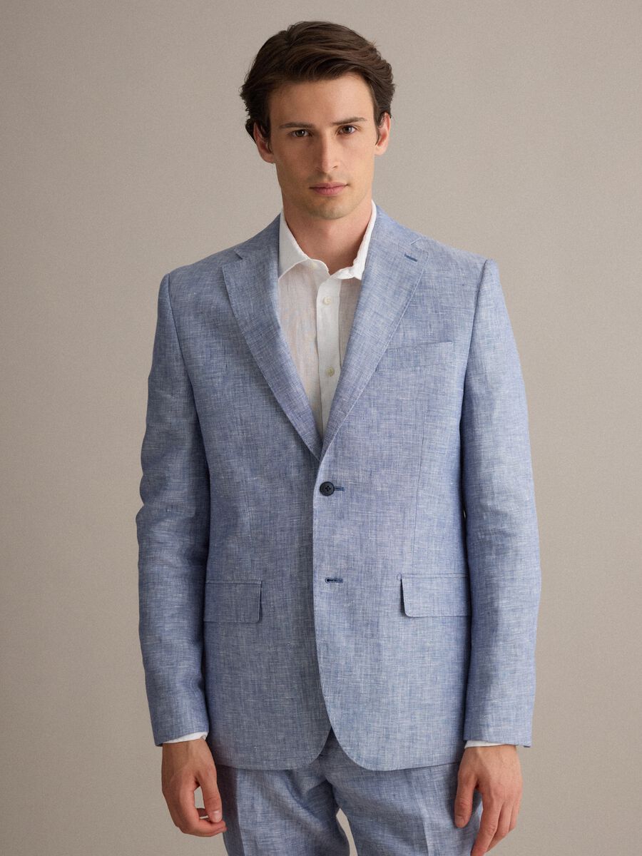 Blazer azzurro in puro lino_0