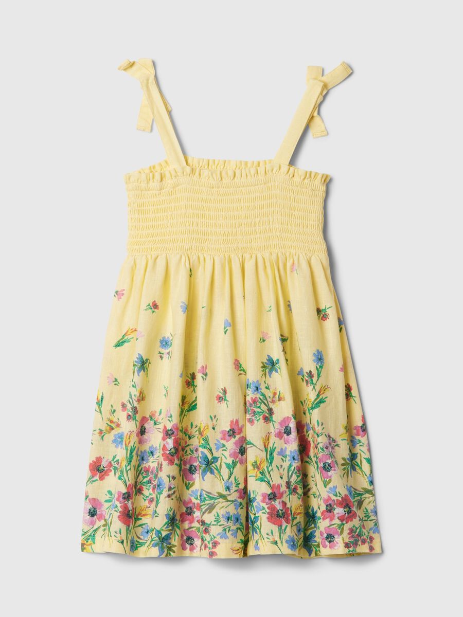 Dress with floral top in smock stitch_1