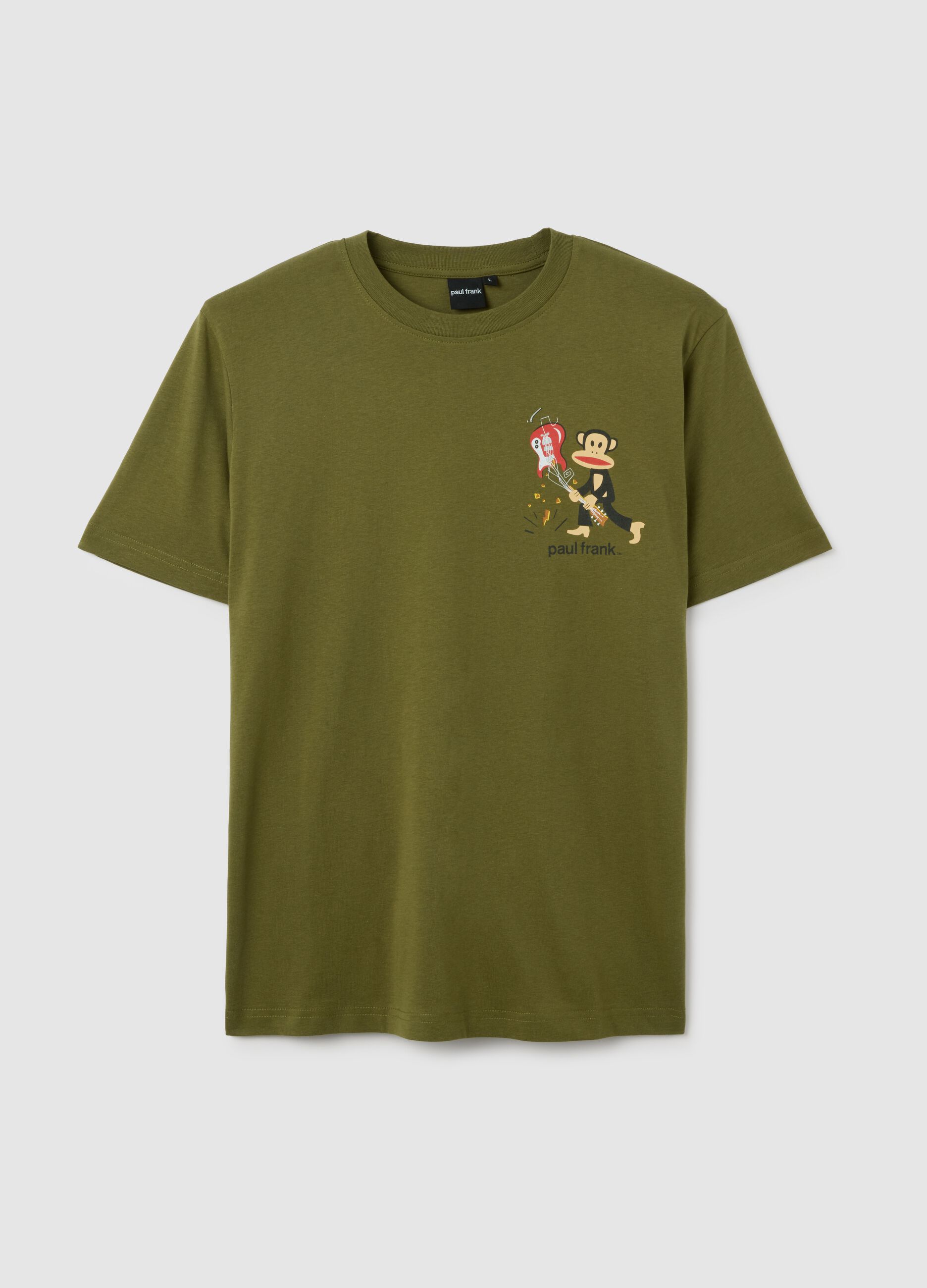 Green crew neck short sleeve t-shirt in pure cotton regular fit