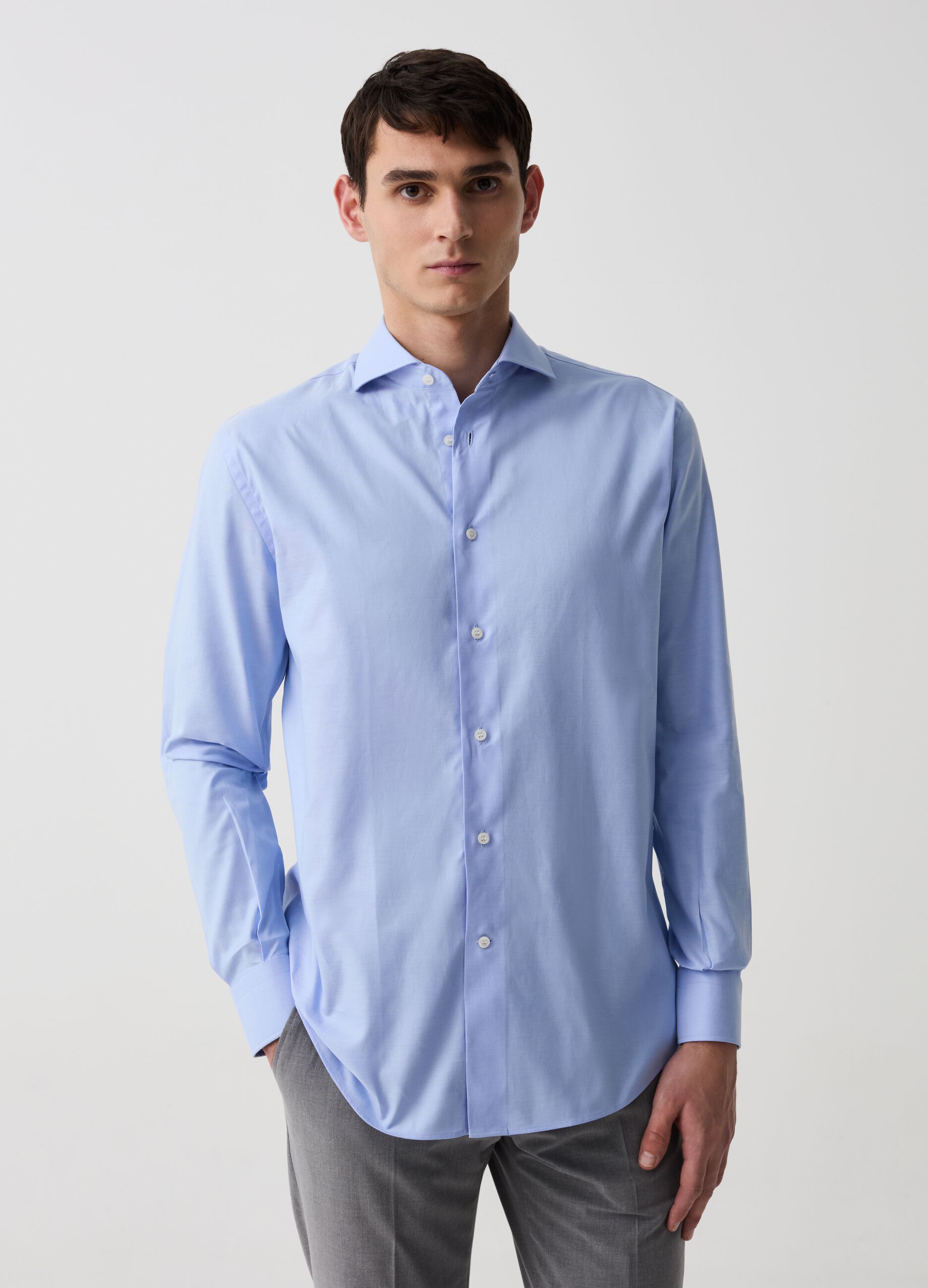 Camicia regular fit in cotone doppio ritorto