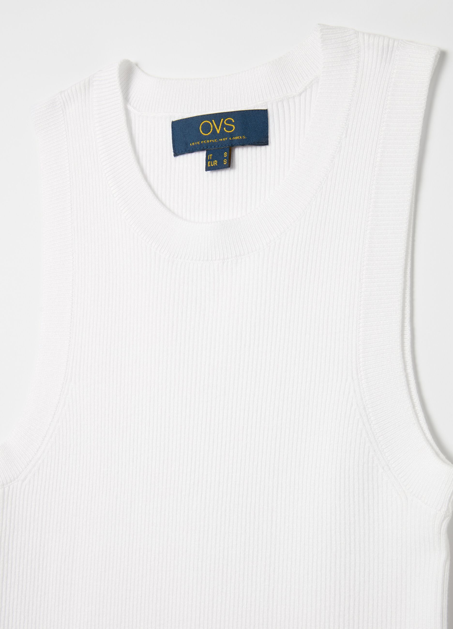 Ribbed tank top with halter neck