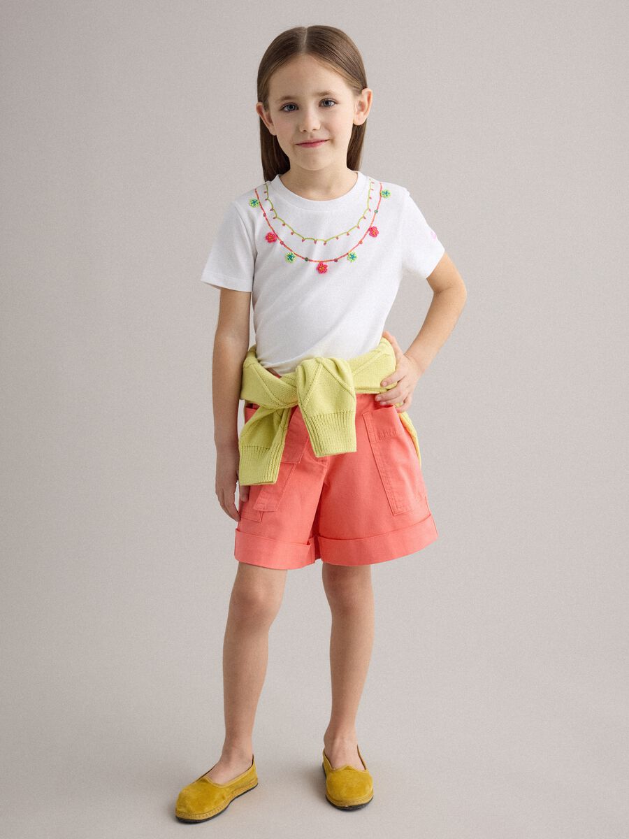Shorts in cotone elasticizzato rosa da bambina regular fit_0