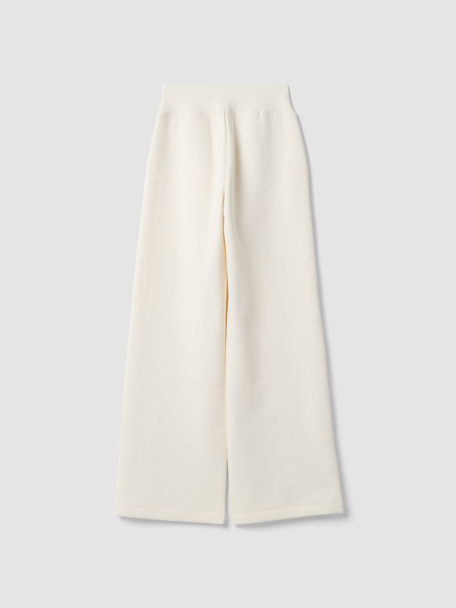 Pantaloni bianchi in misto cotone fleece straight fit_2