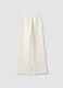 White cotton-blend fleece straight-leg trousers_2