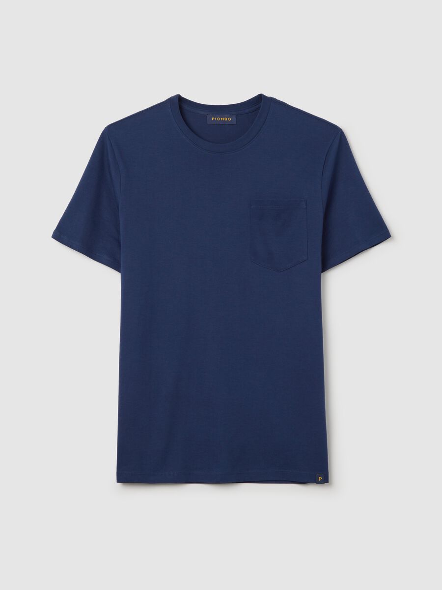 Short sleeve cotton T-shirt in Lead blue_4