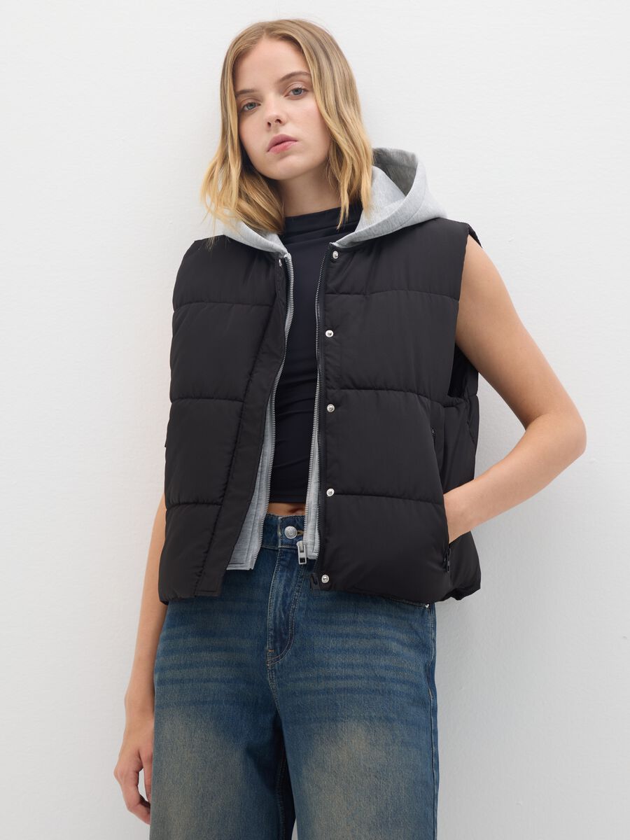 Gilet in tessuto nero regular fit_0