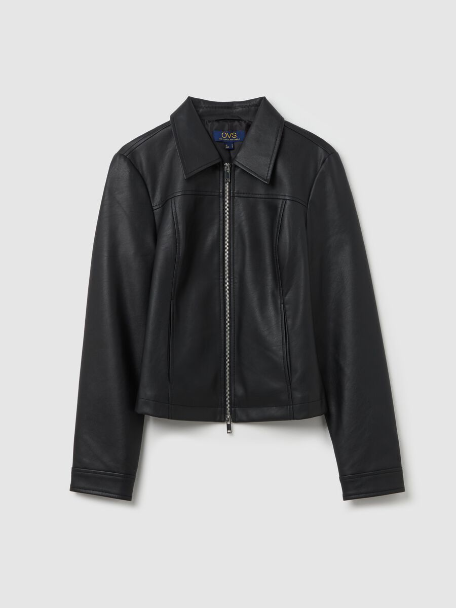 Short full-zip jacket with glossy effect_4