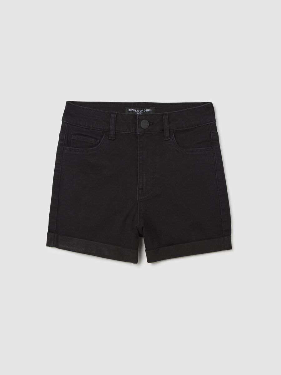 Shorts da donna in misto cotone nero regular fit_0