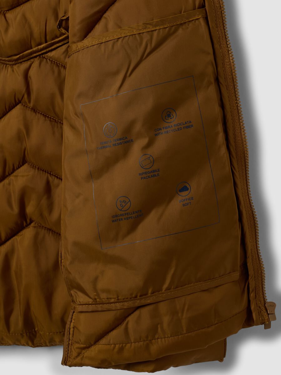 Yellow ultralight quilted gilet with zip and high neck_6