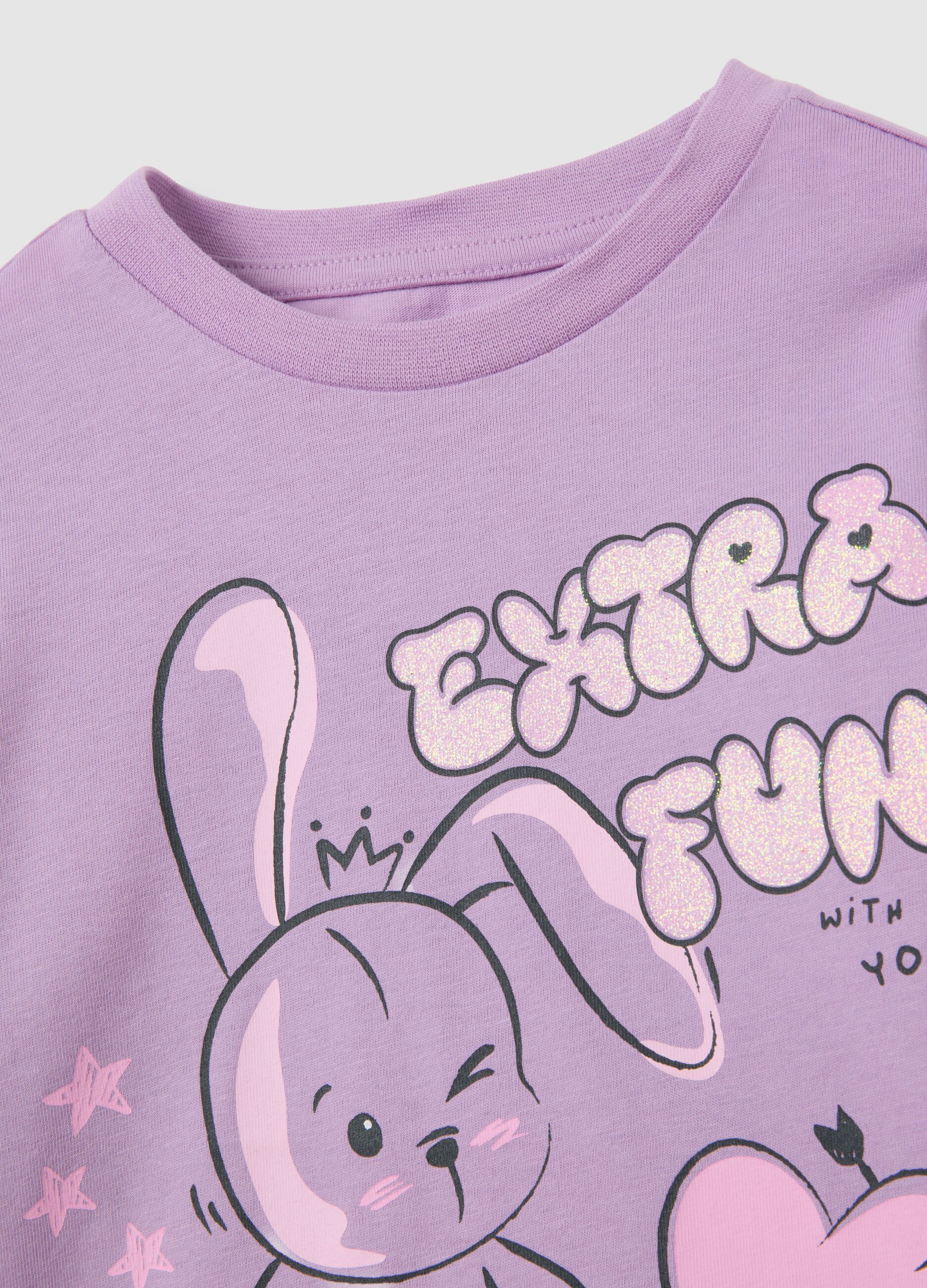 Regular fit pure cotton purple girl's top with print