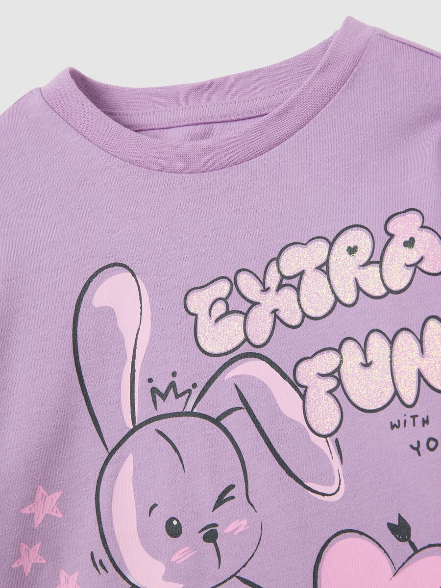 Regular fit pure cotton purple girl's top with print_2