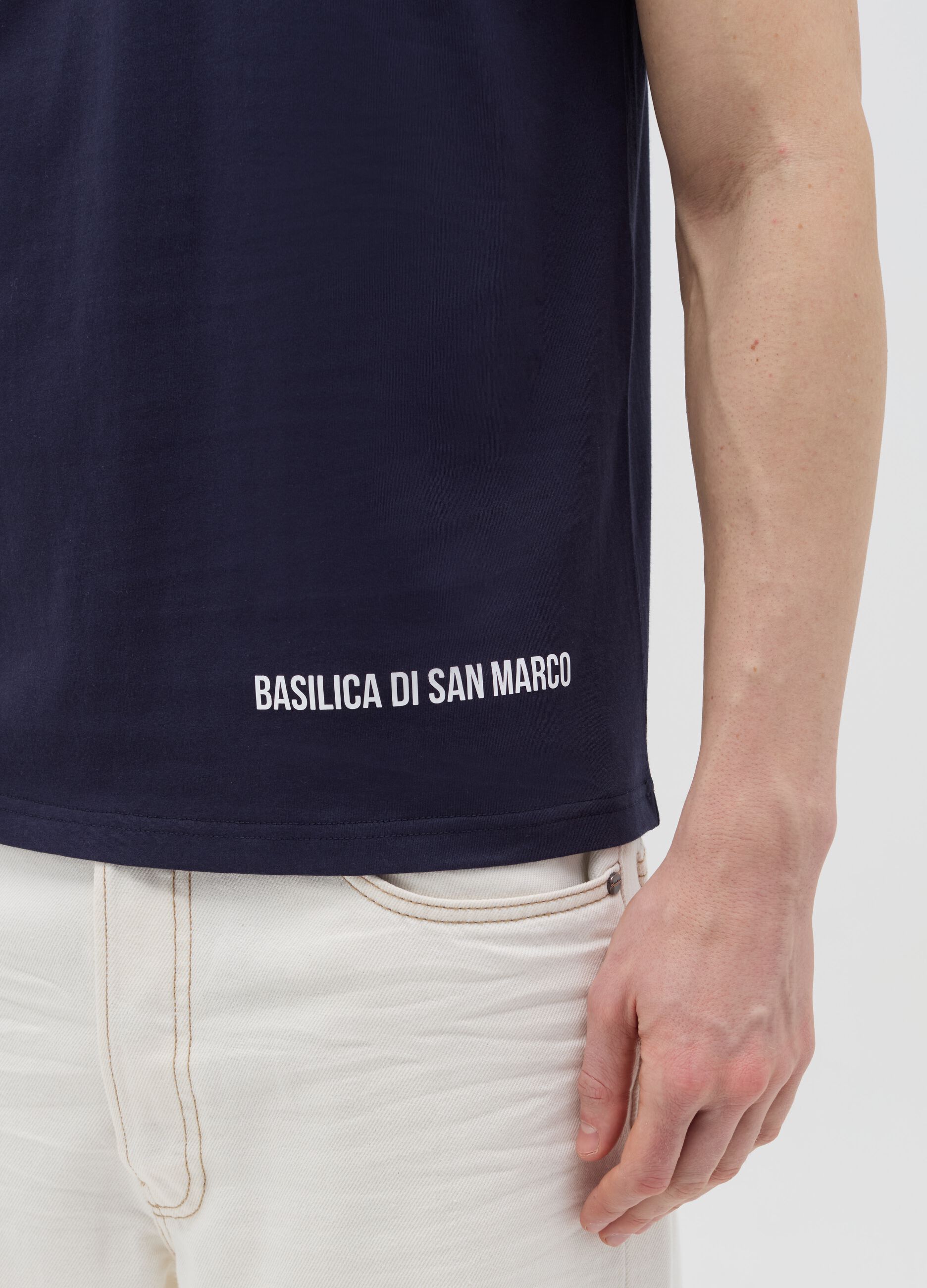 Cotton T-shirt with Basilica di San Marco coordinates print