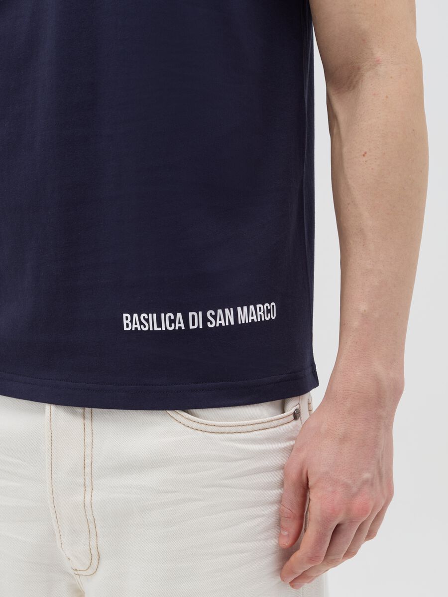 Cotton T-shirt with Basilica di San Marco coordinates print_2