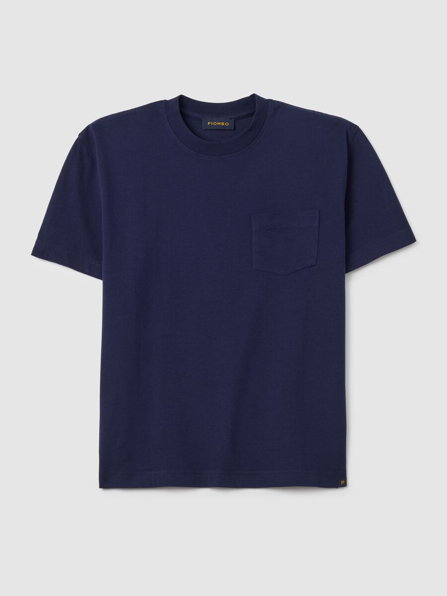 T-shirt in puro cotone blu regular fit_0