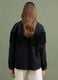 Giacca nera in denim di puro cotone con frange_3