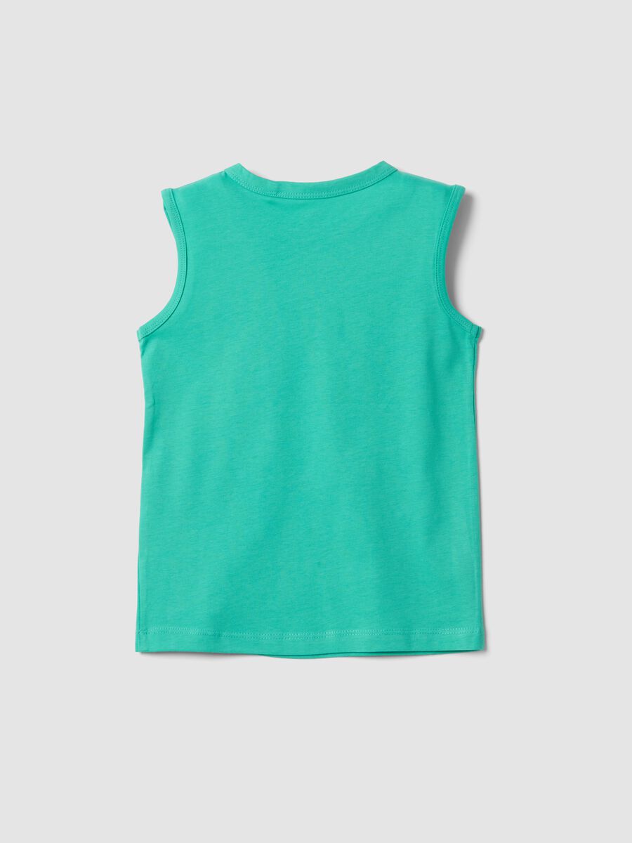 Canottiera verde in puro cotone con stampa surf_1