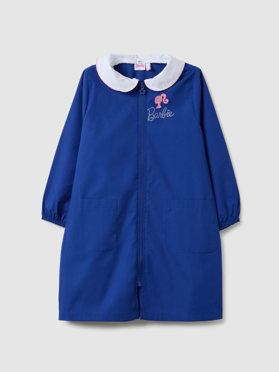 Grembiule scolastico da bambina in misto cotone blu_0
