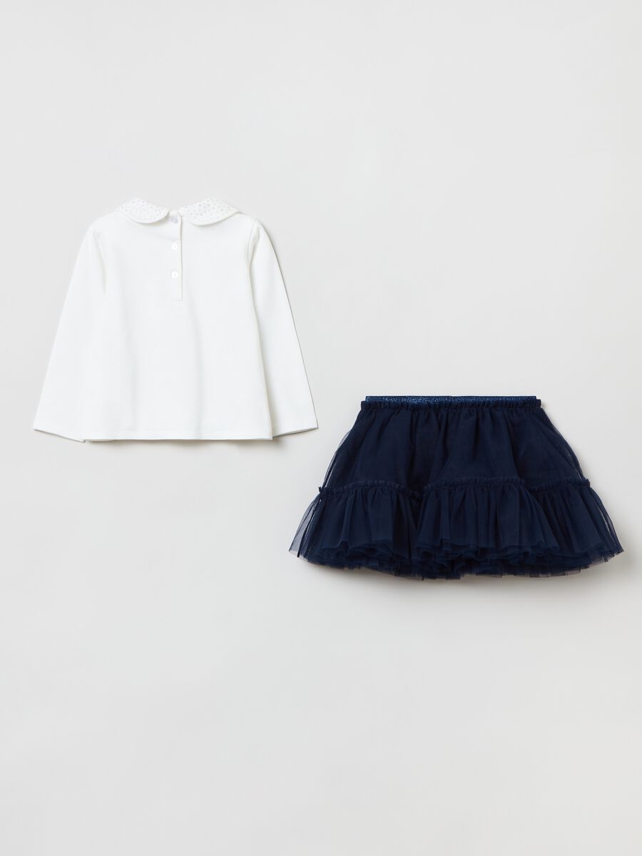 Set polo con strass e gonna in tulle_1