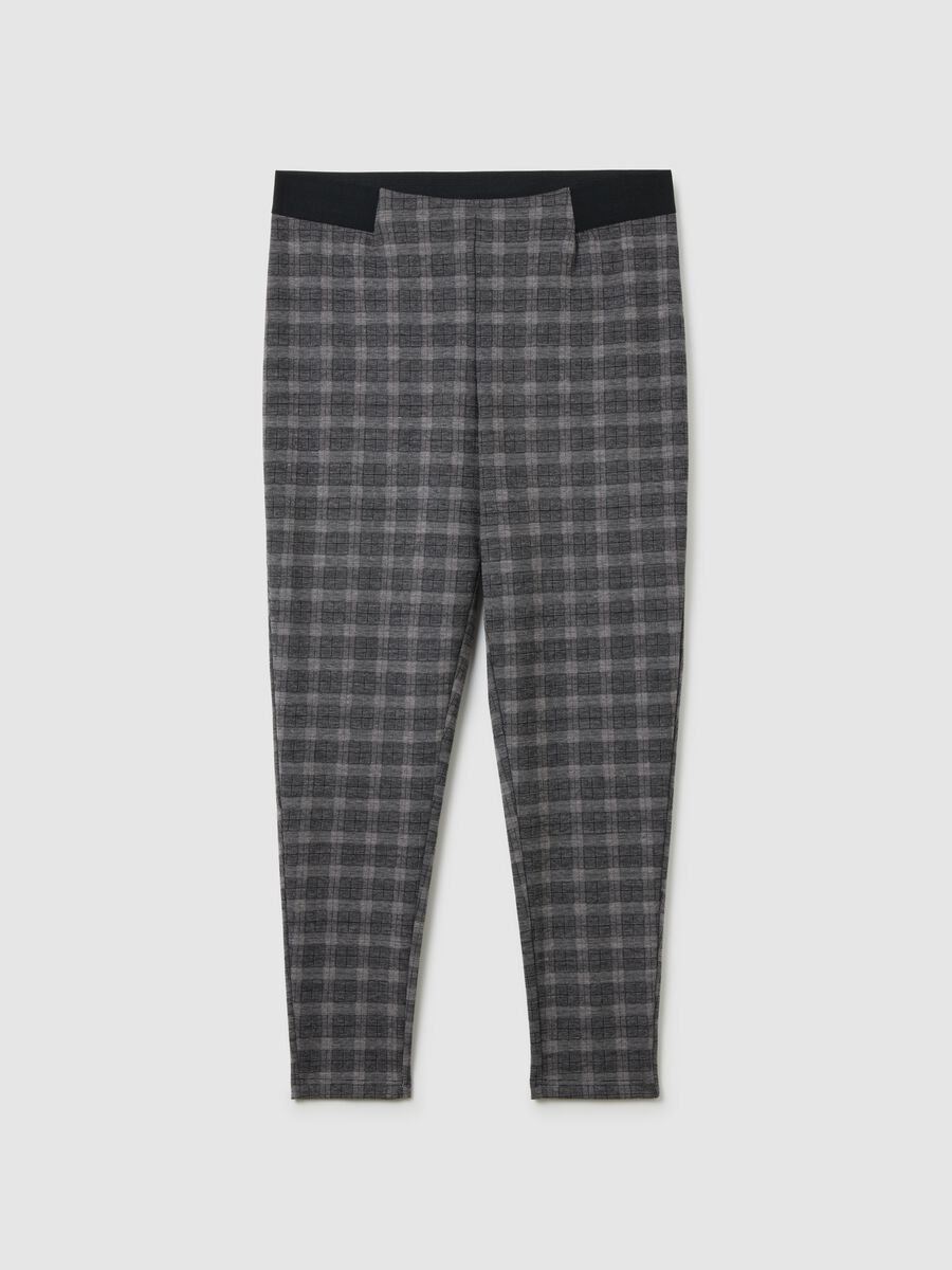 Multicoloured Plaid Slim Fit Leggings_0