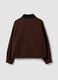 Bomber marrone in puro cotone con colletto a contrasto regular fit_5