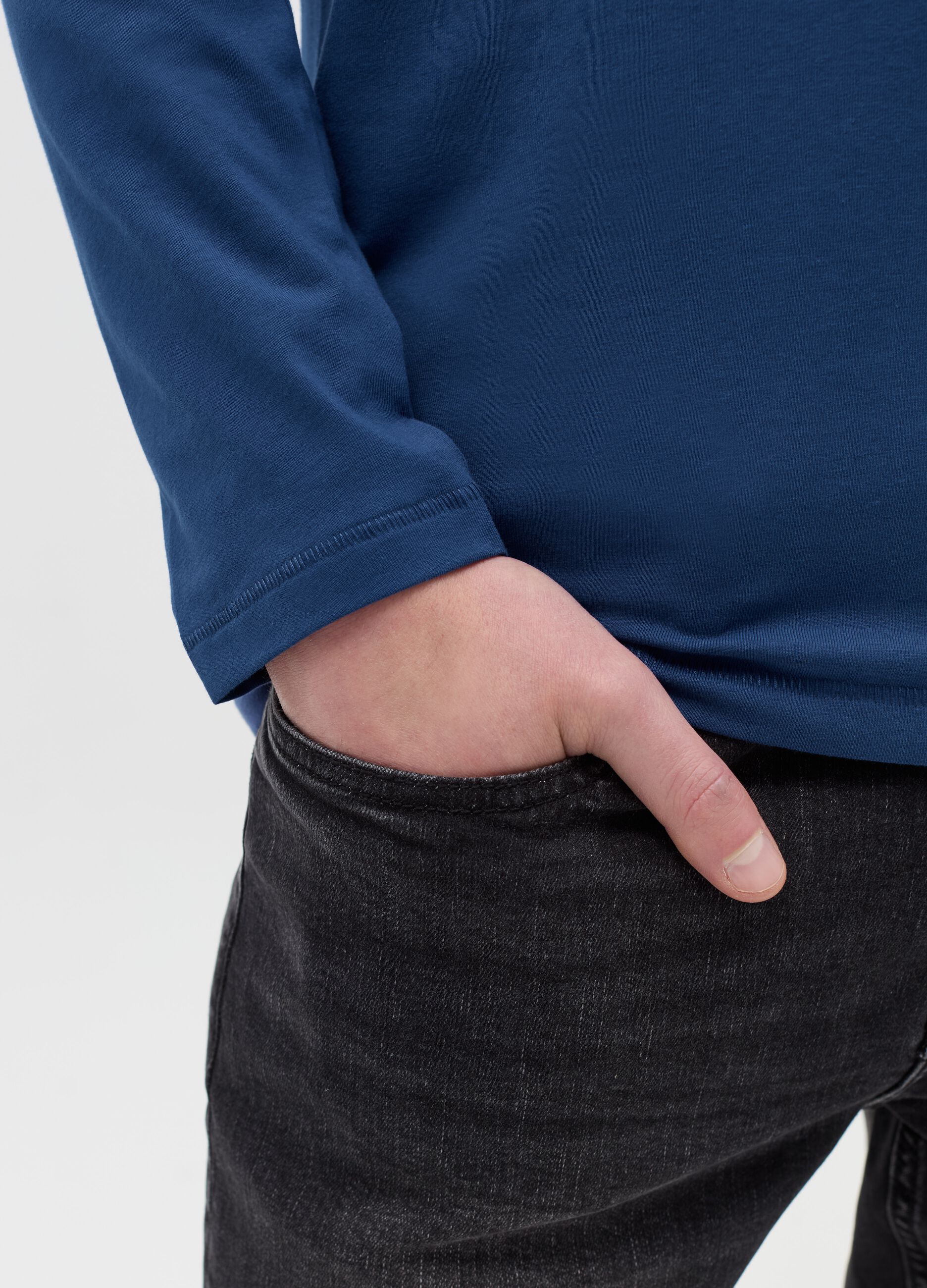 Long-sleeved T-shirt in stretch cotton