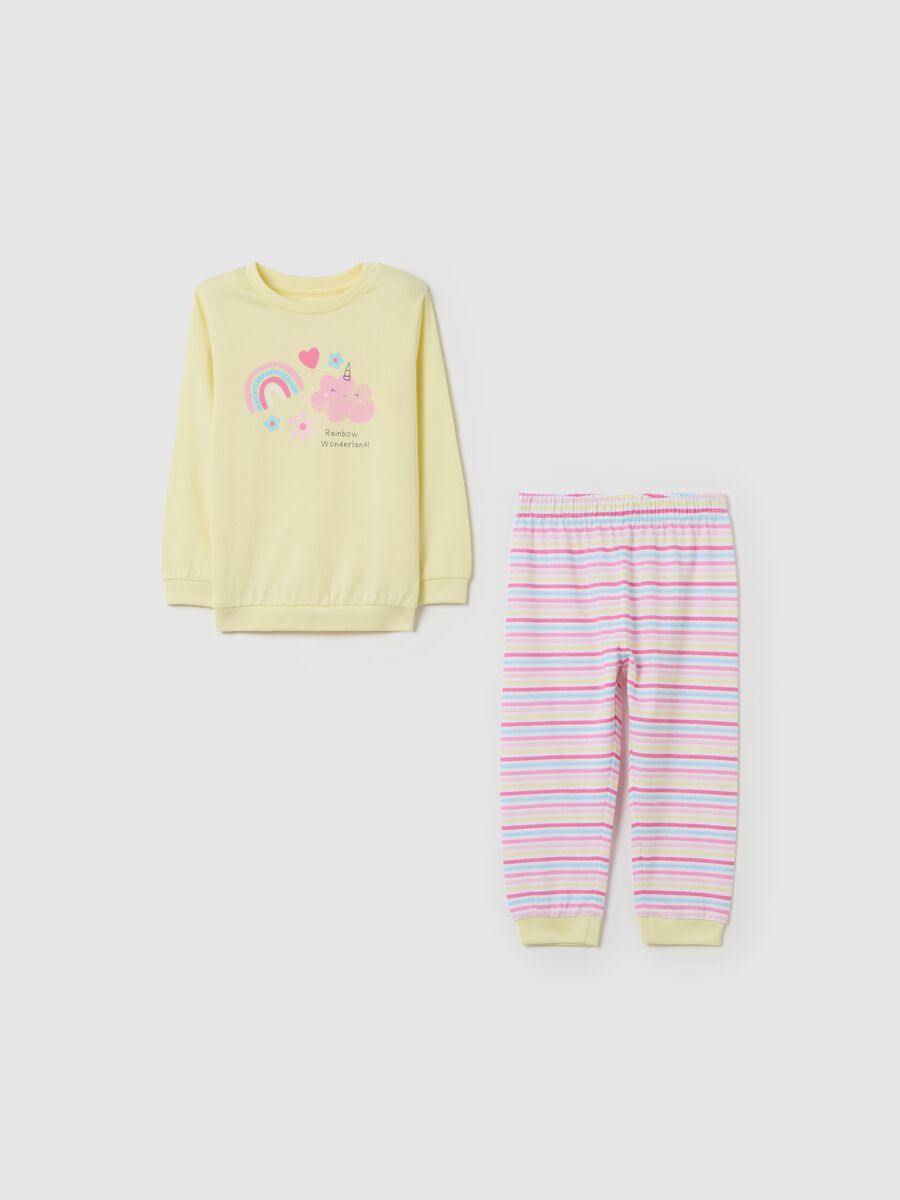 Organic cotton pyjamas with "Rainbow Wonderland!" print_0