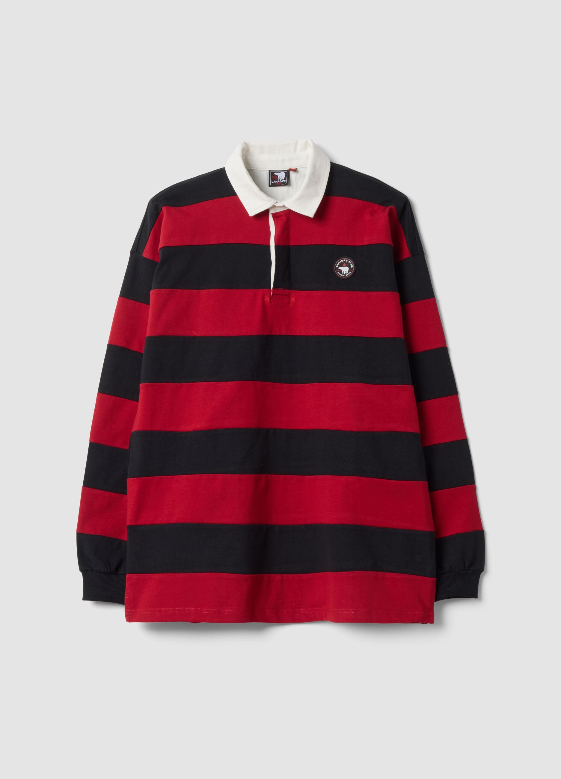 Multicoloured striped rugby polo