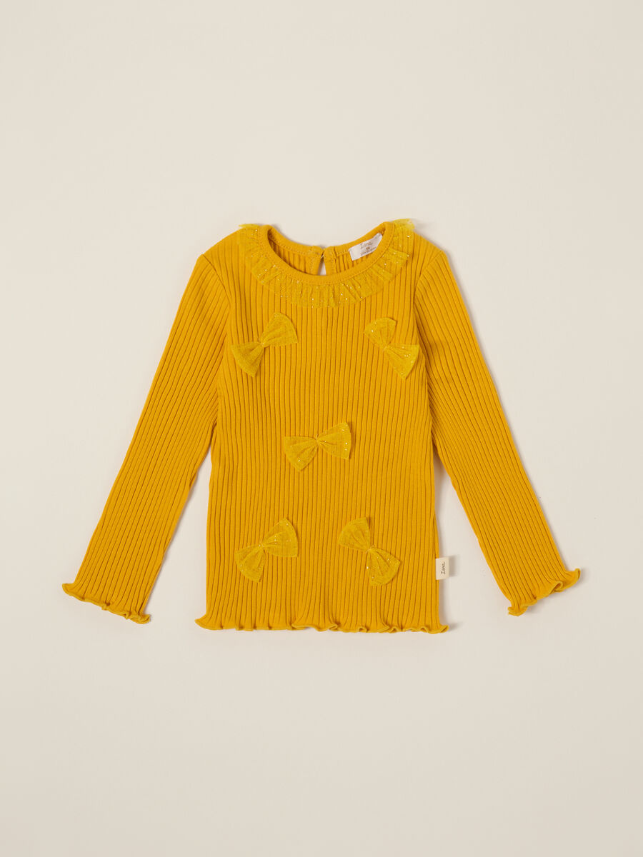 Yellow long-sleeve stretch cotton T-shirt_0
