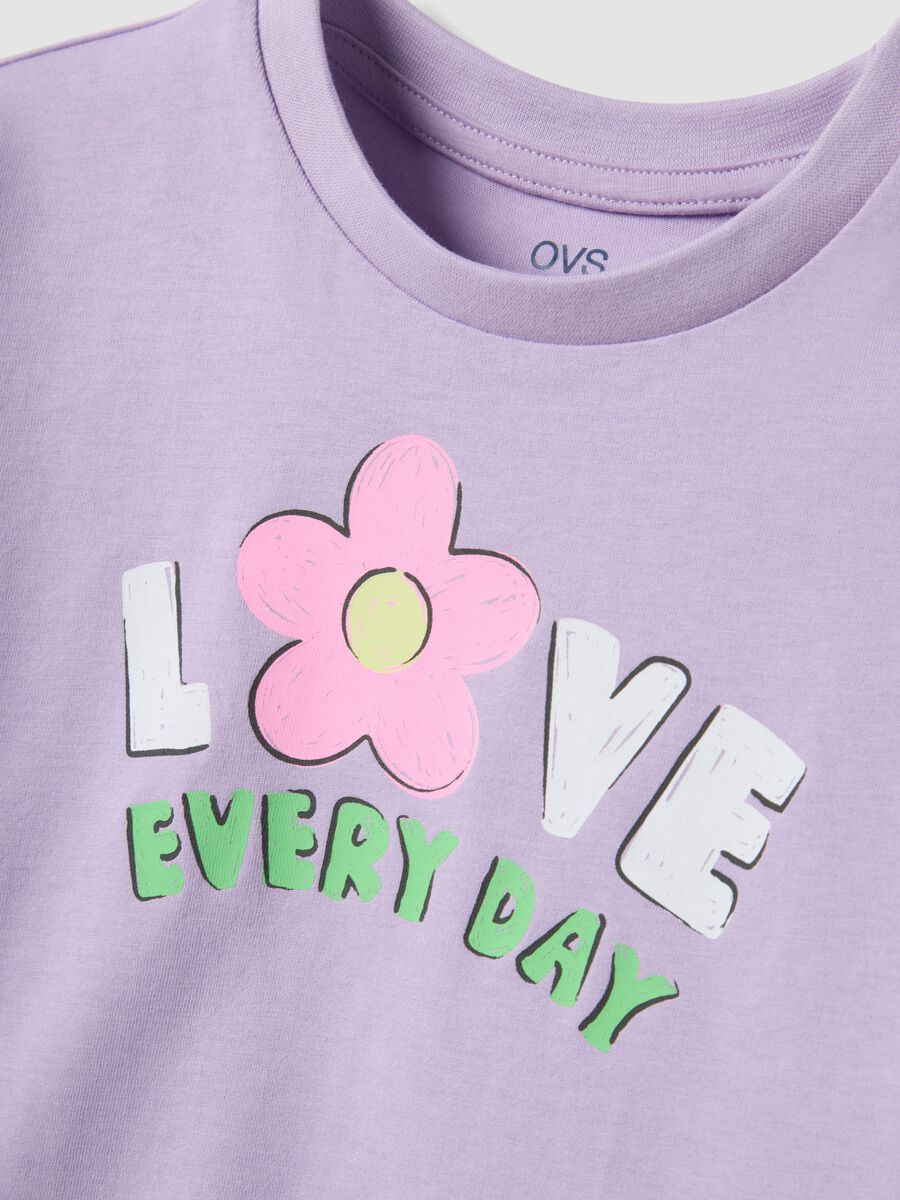 T-shirt in puro cotone viola regular fit da bambina con stampa_2