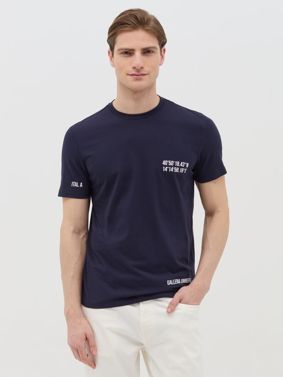 Cotton T-shirt with Galleria Umberto I coordinates_0