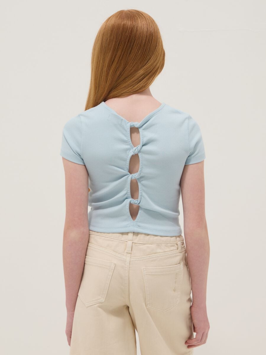 Blue stretch cotton short-sleeve T-shirt_1