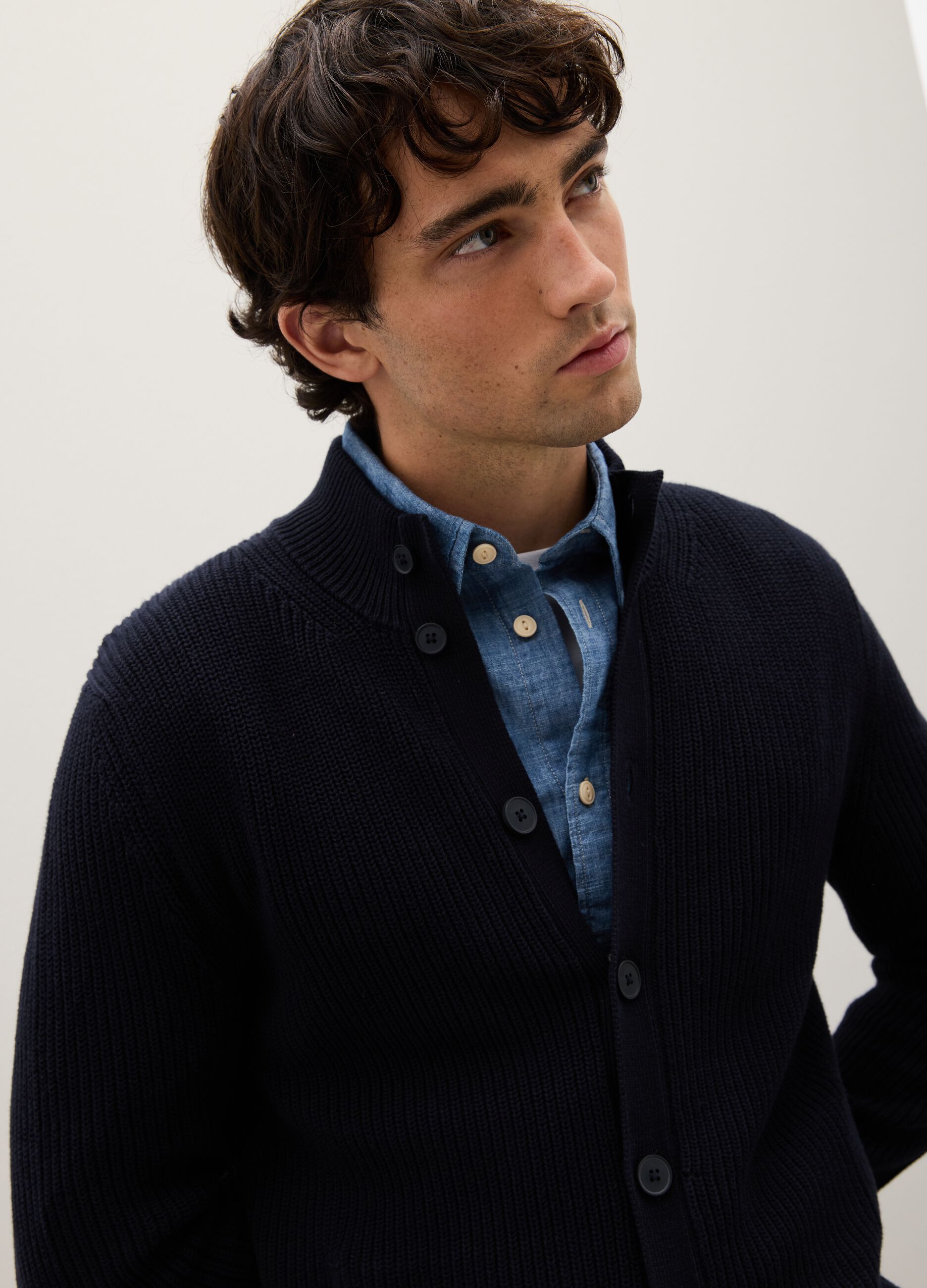 Blue Cardigan in Pure Cotton