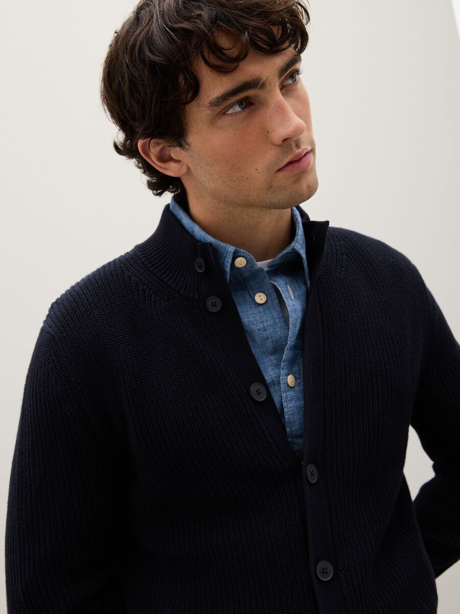 Cardigan blu in puro cotone_0