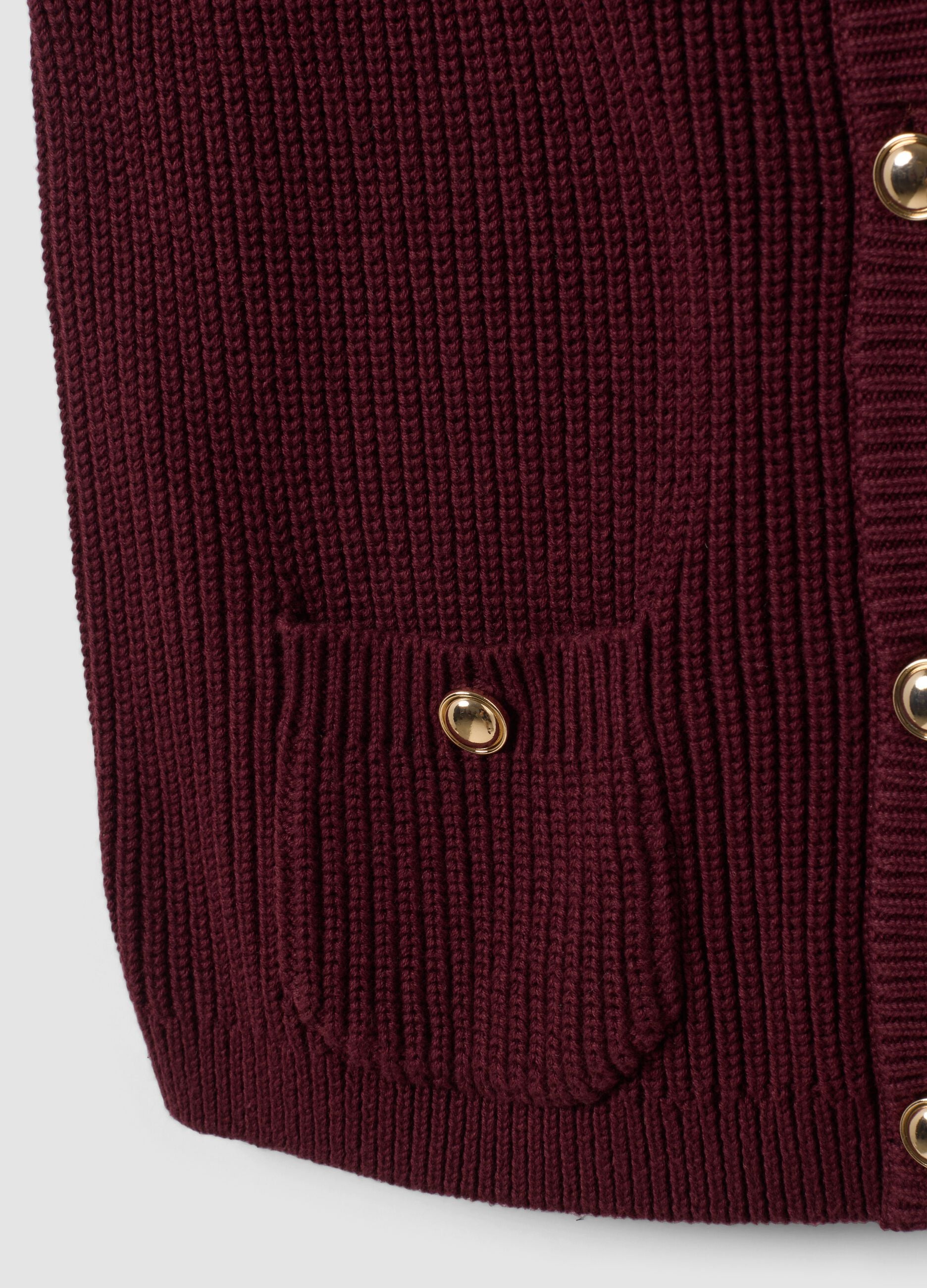 Red pure cotton regular-fit knitted gilet