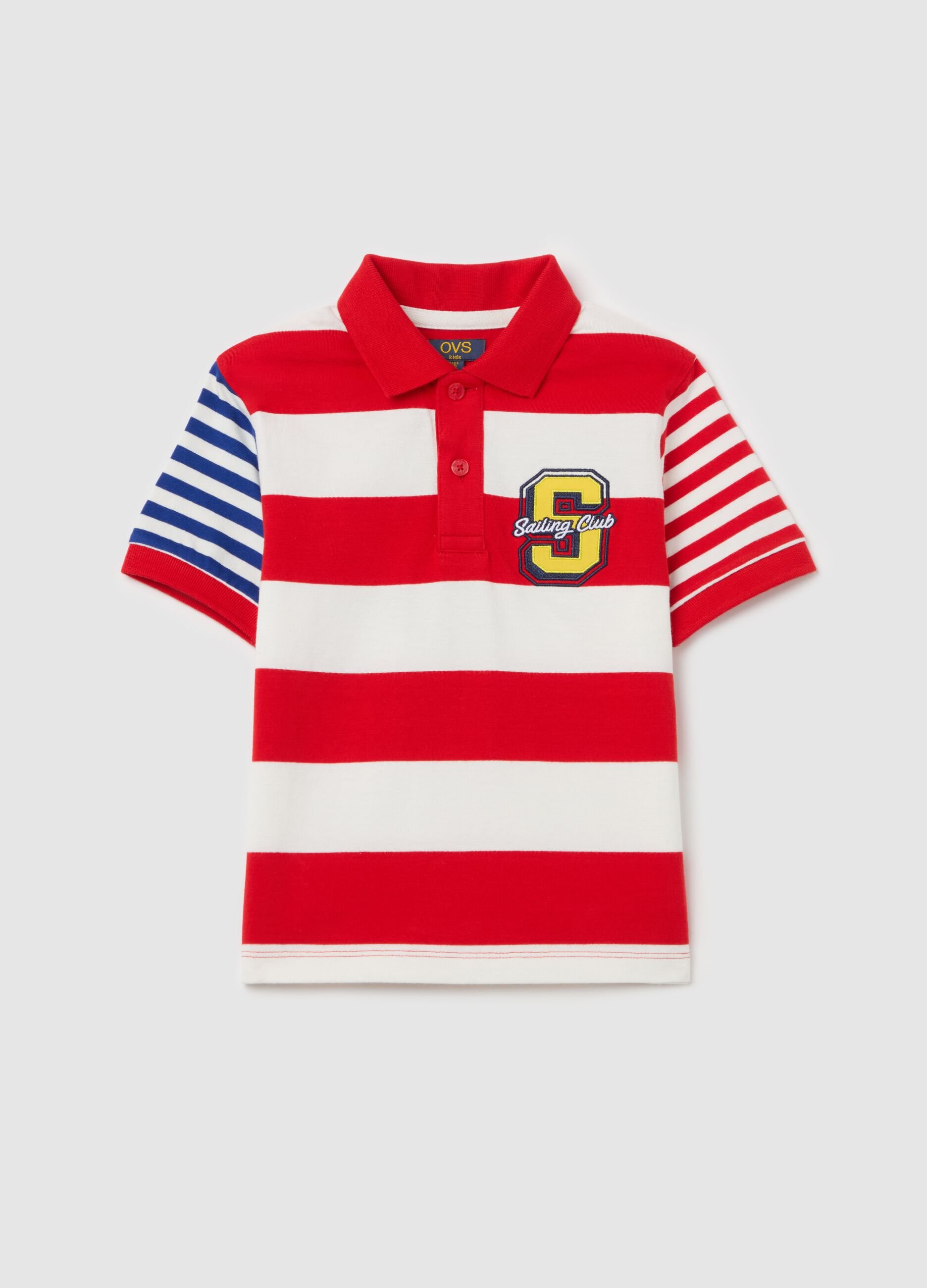 Striped polo shirt with "Sailing Club” patch
