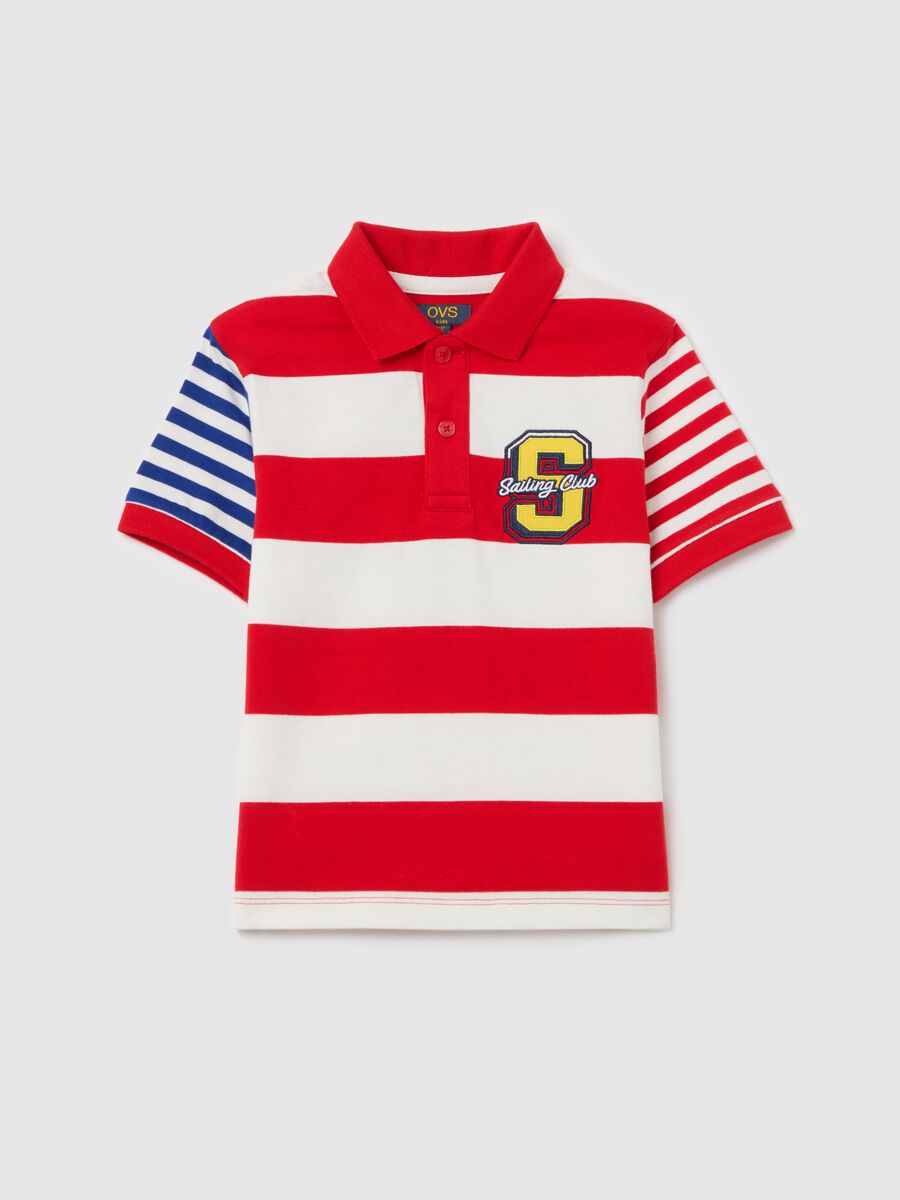 Striped polo shirt with "Sailing Club” patch_0