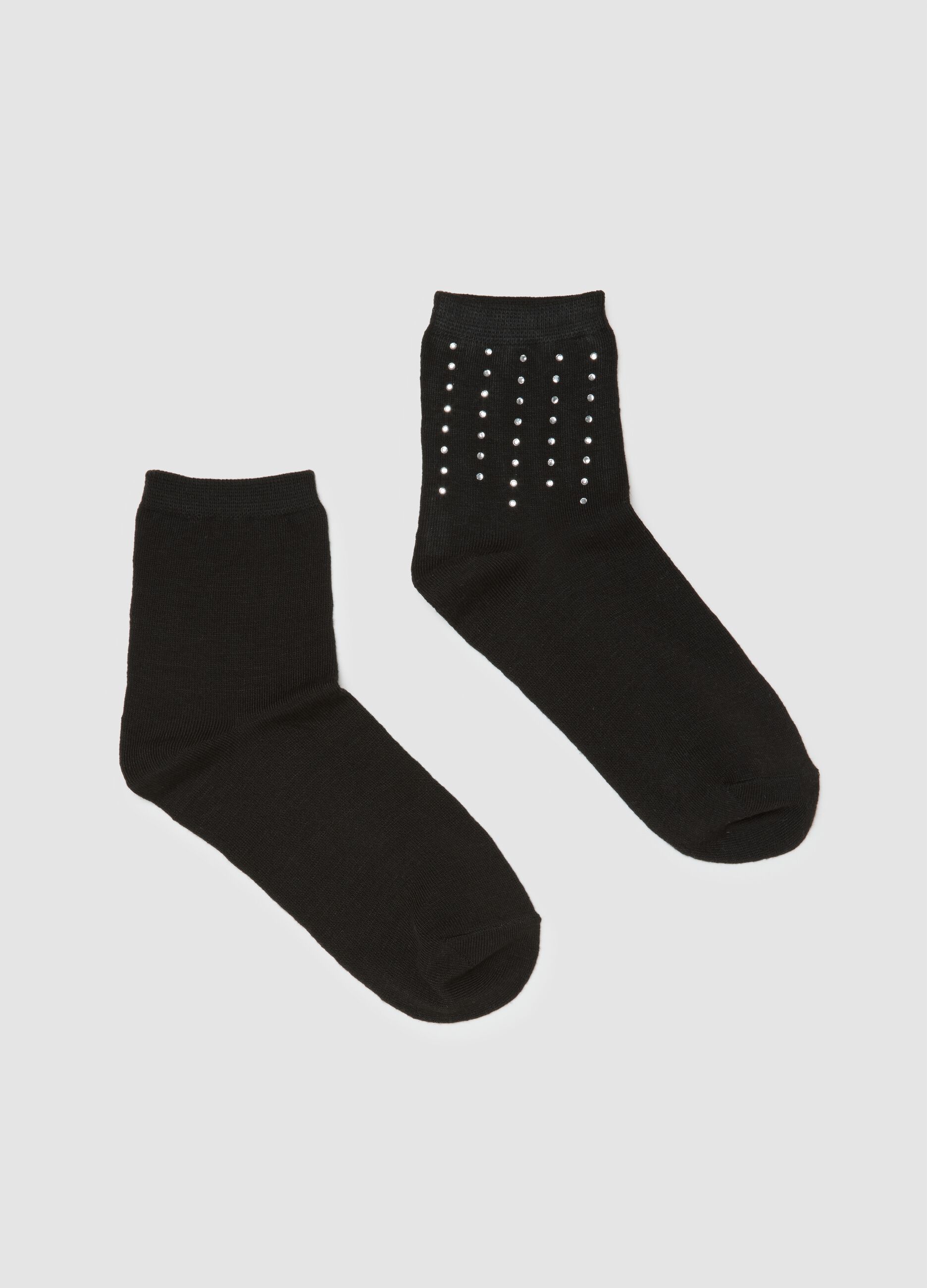 Black fabric sock set with rhinestones