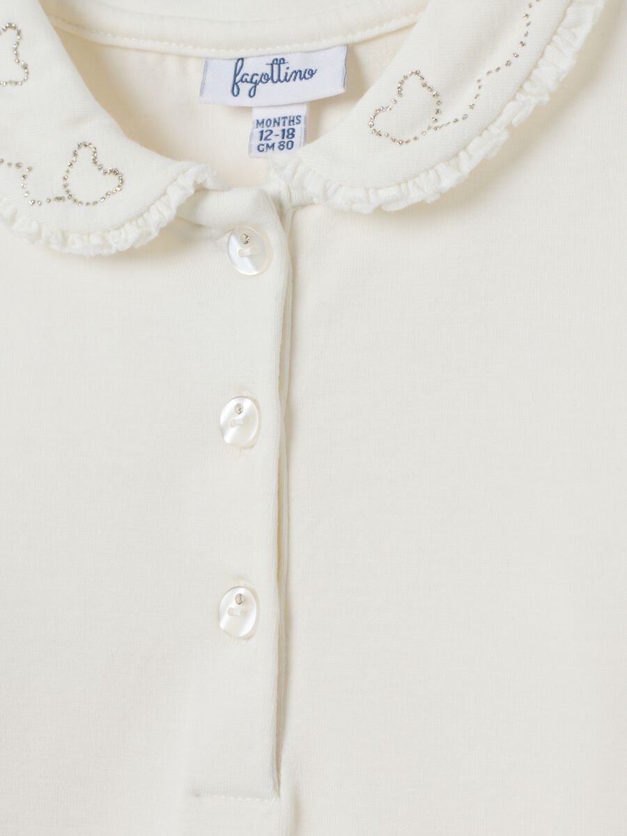 Maglia da bambina in cotone elasticizzato bianca regular fit_2