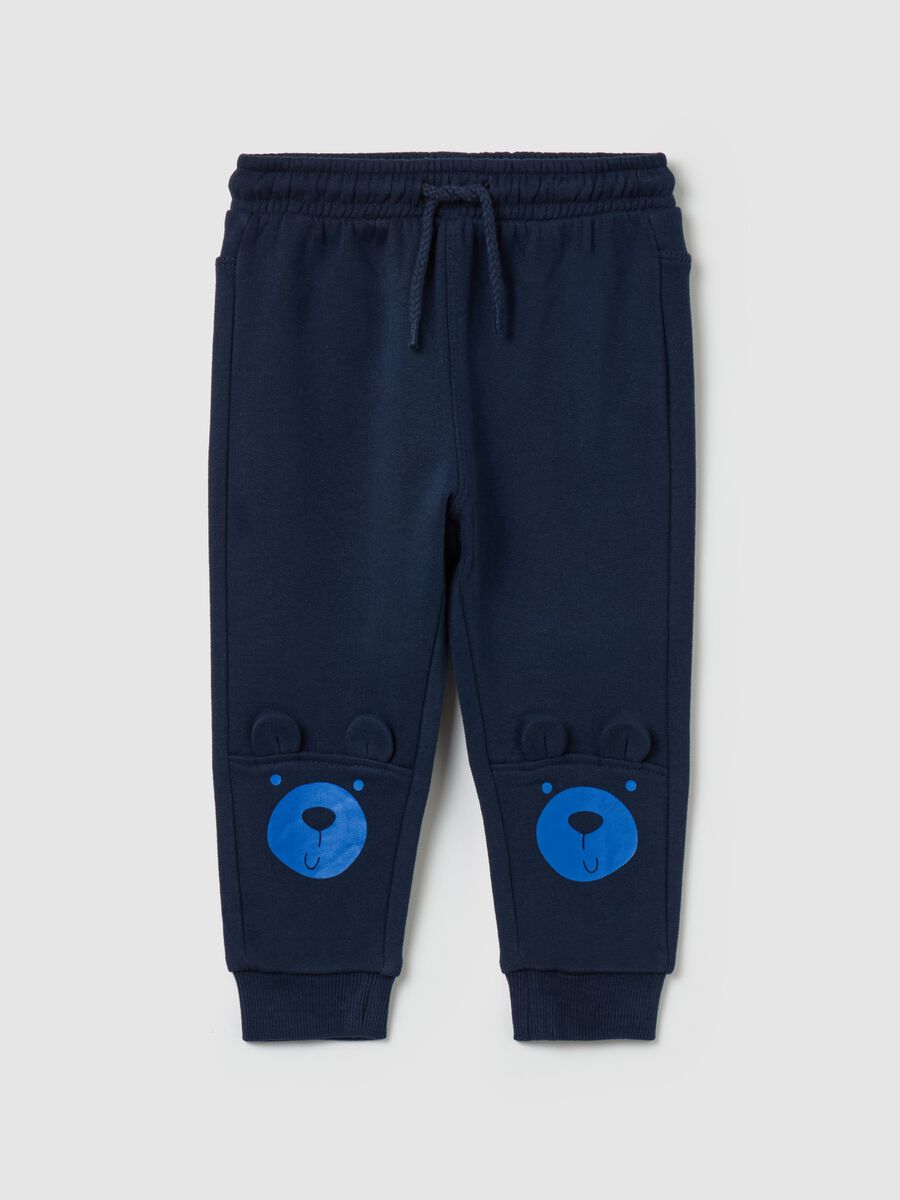 Joggers with drawstring and teddy bear print_0