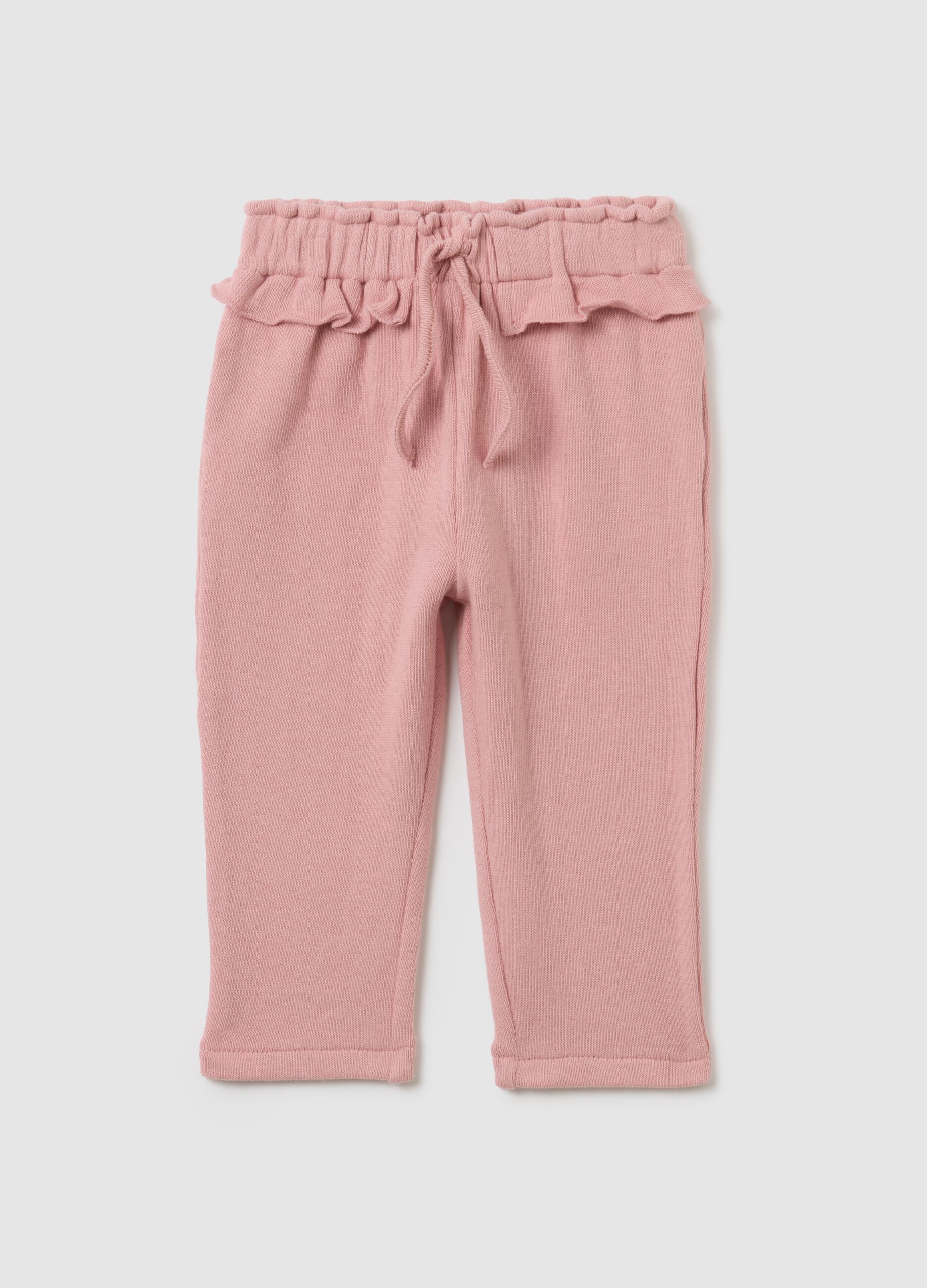 Girls' pink stretch cotton baggy trousers