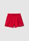 Red pure cotton girls' shorts in regular fit with rhinestones_0