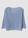 Light blue viscose and linen blend V-neck jumper_0