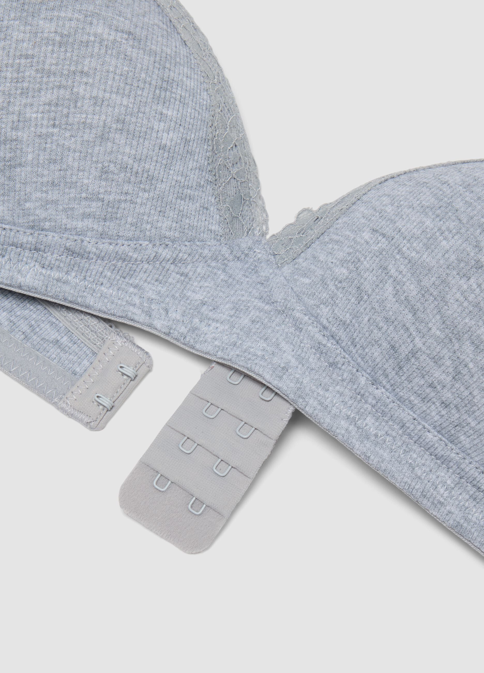 Grey padded bra in stretch organic cotton