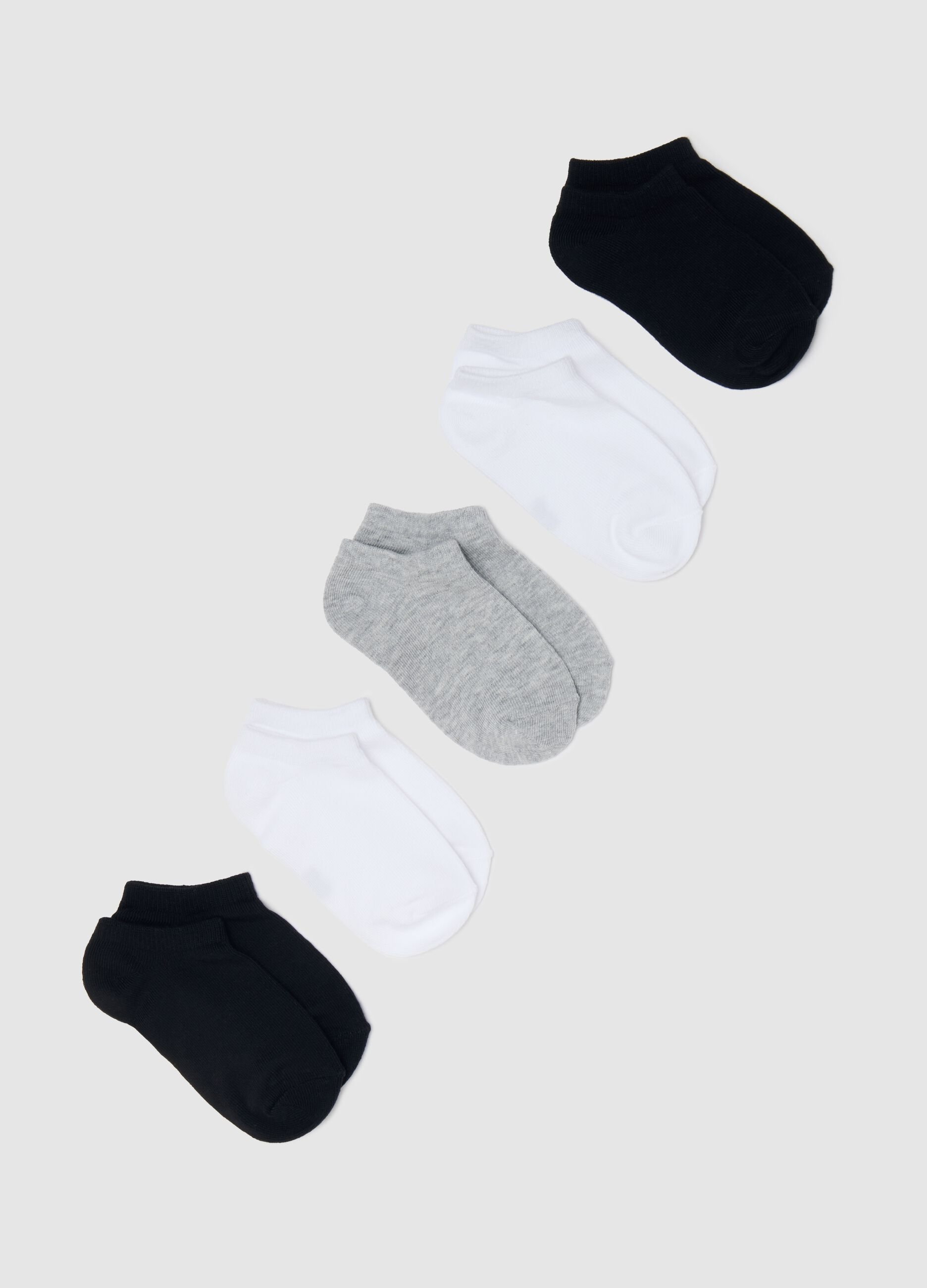 Five-pair pack grey and black stretch shoe liners