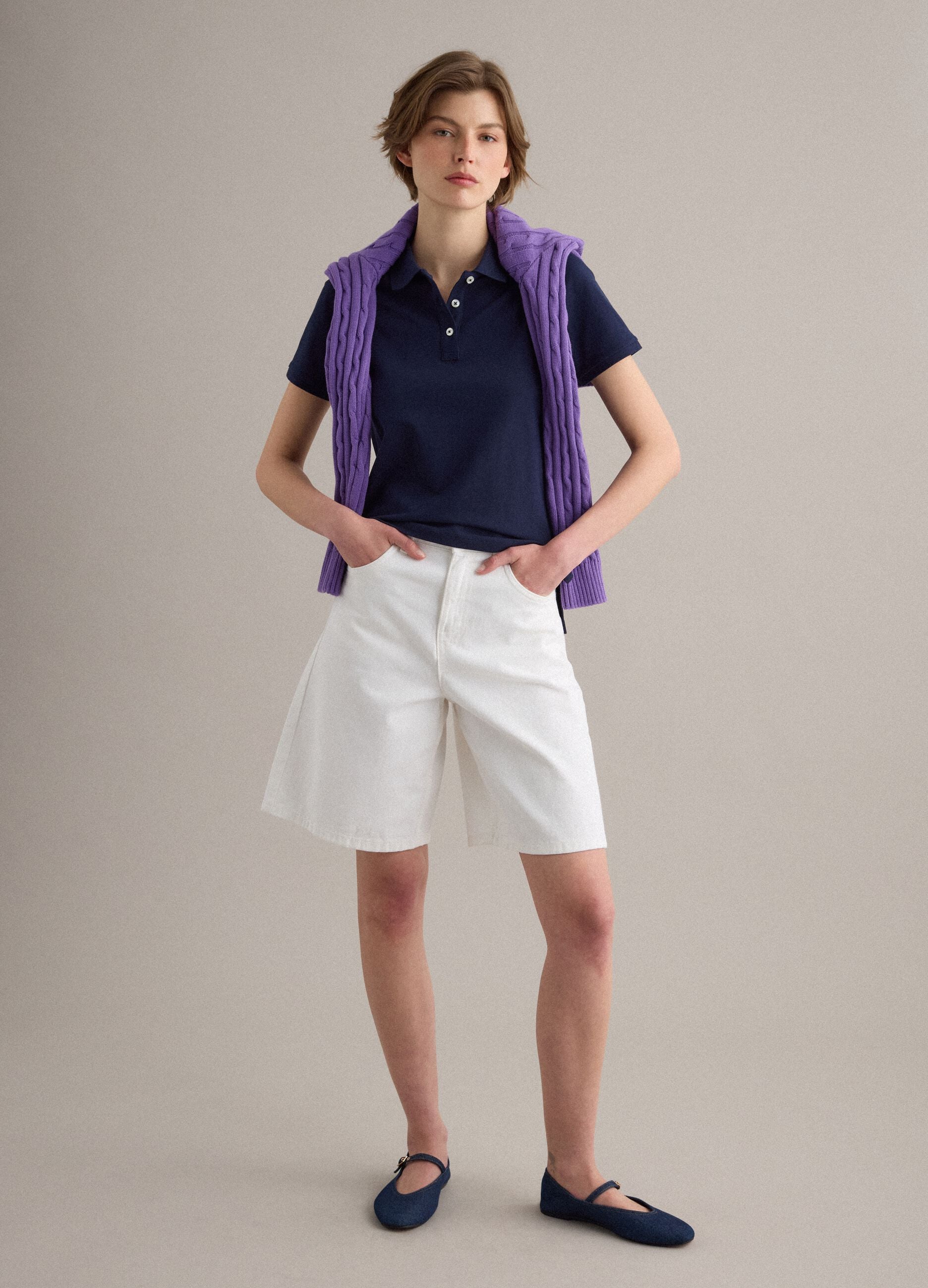 Blue organic cotton regular-fit polo shirt